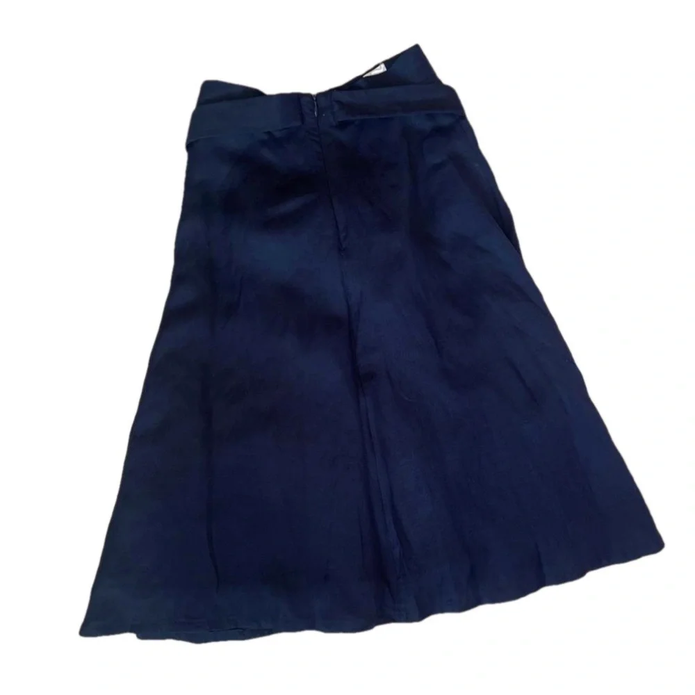 Iris & Ink A Line Waist Tie Navy Blue Women Size 4 - Picture 1 of 7